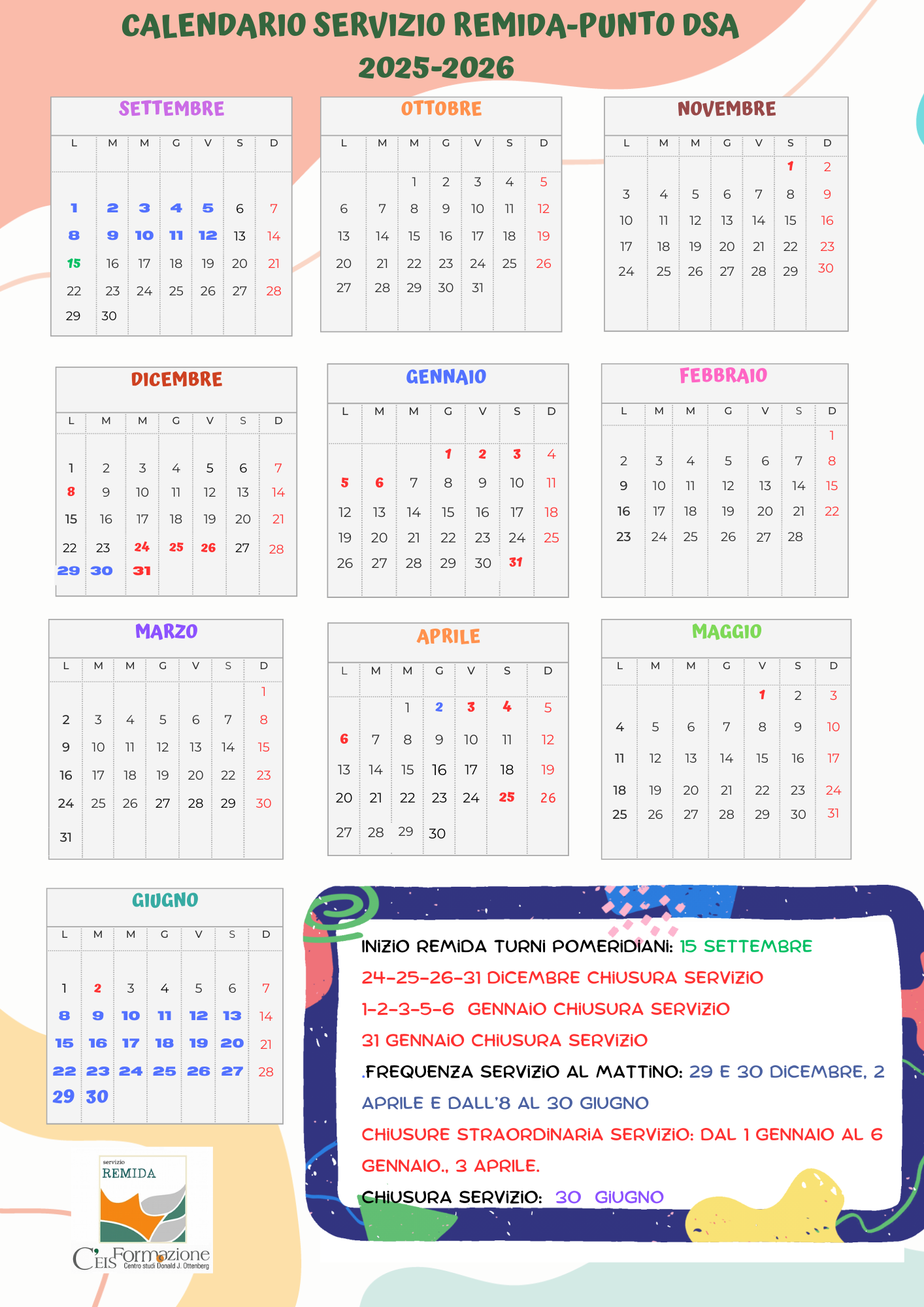 Calendario Remida 2025/2026